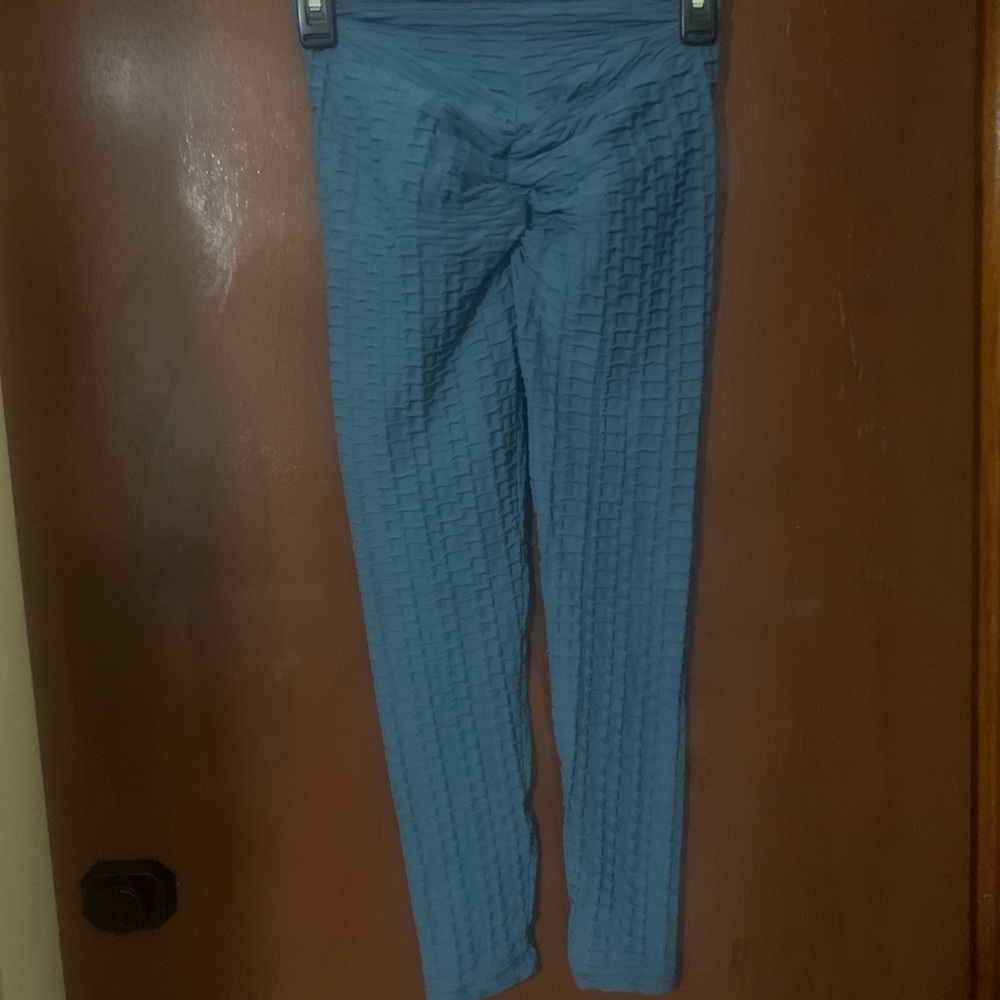 Textured Blue Leggings